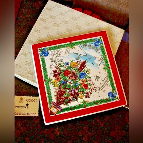 Vintage Ultra Rare GUCCI Coaster Set (4) Barware Decor Party Accessory w/ Box GG - Picture 10 of 12